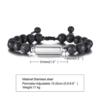 Men's Lava Stone Beads Urn Bracelets For Ashes Cremation Keepsake Jewelry Casual