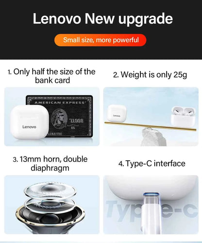 Lenovo LP40 True Wireless Bluetooth Earphones With Touch Control For Android