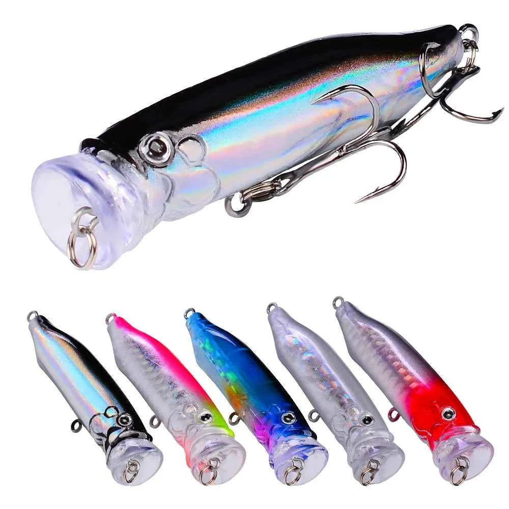 Popper Fishing Lure 7cm Topwater Hard Plastic Bass Wobbler