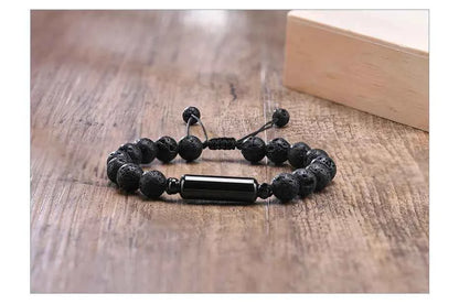 Men's Lava Stone Beads Urn Bracelets For Ashes Cremation Keepsake Jewelry Casual