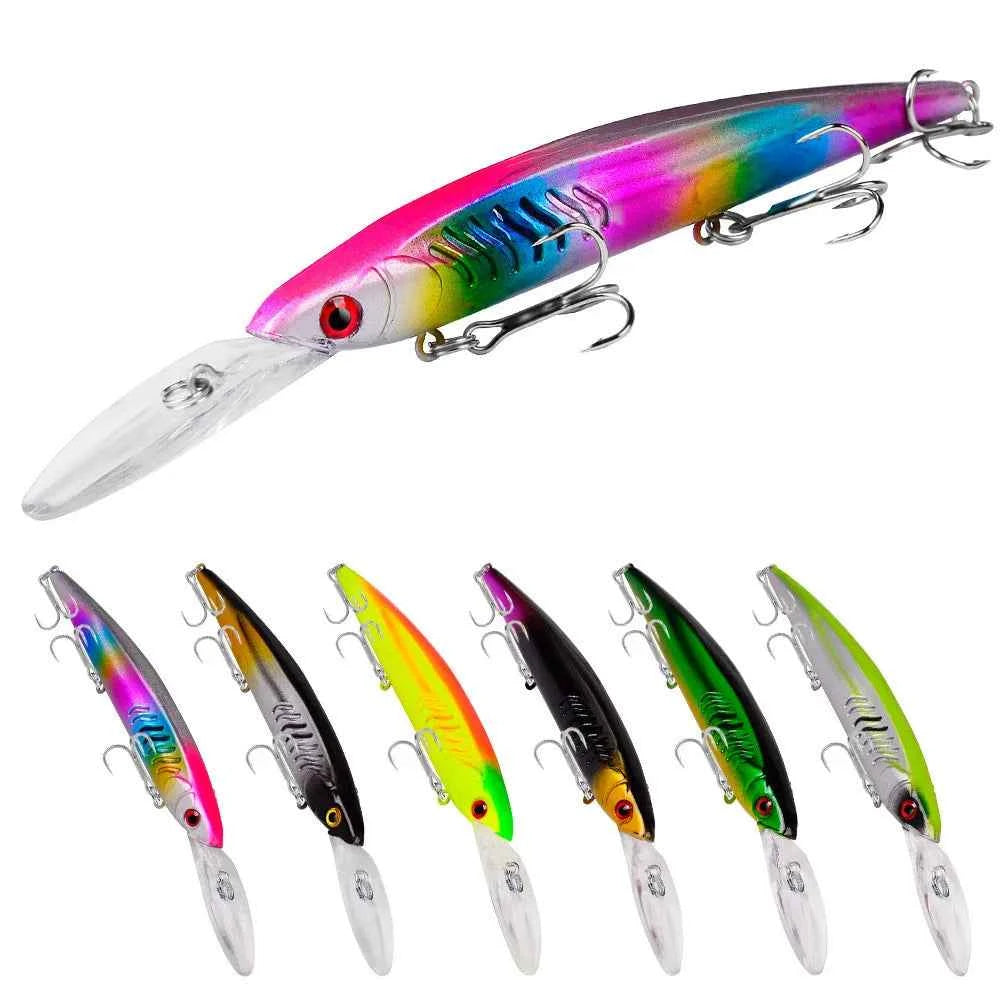 Floating Hard Wobbler Minnow Lure 15cm 12g Crankbait Treble Hooks For Pike Carp