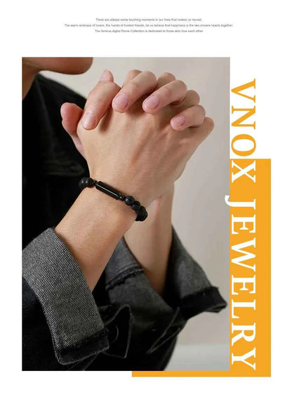 Mens Lava Stone Urn Bracelet for Ashes Cremation Keepsake Memorial Jewelry