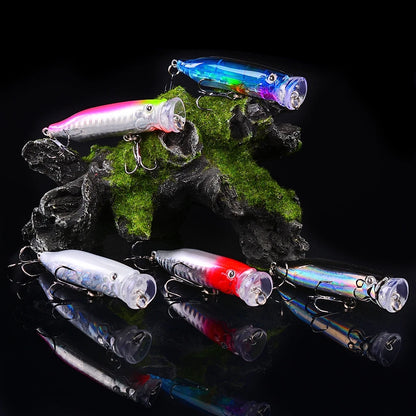 Popper Fishing Lure 7cm Topwater Hard Plastic Bass Wobbler