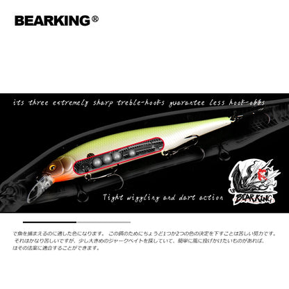 BearKing 3Pcs 115mm 15g Minnow Crankbait Lures Assorted Colors Tungsten