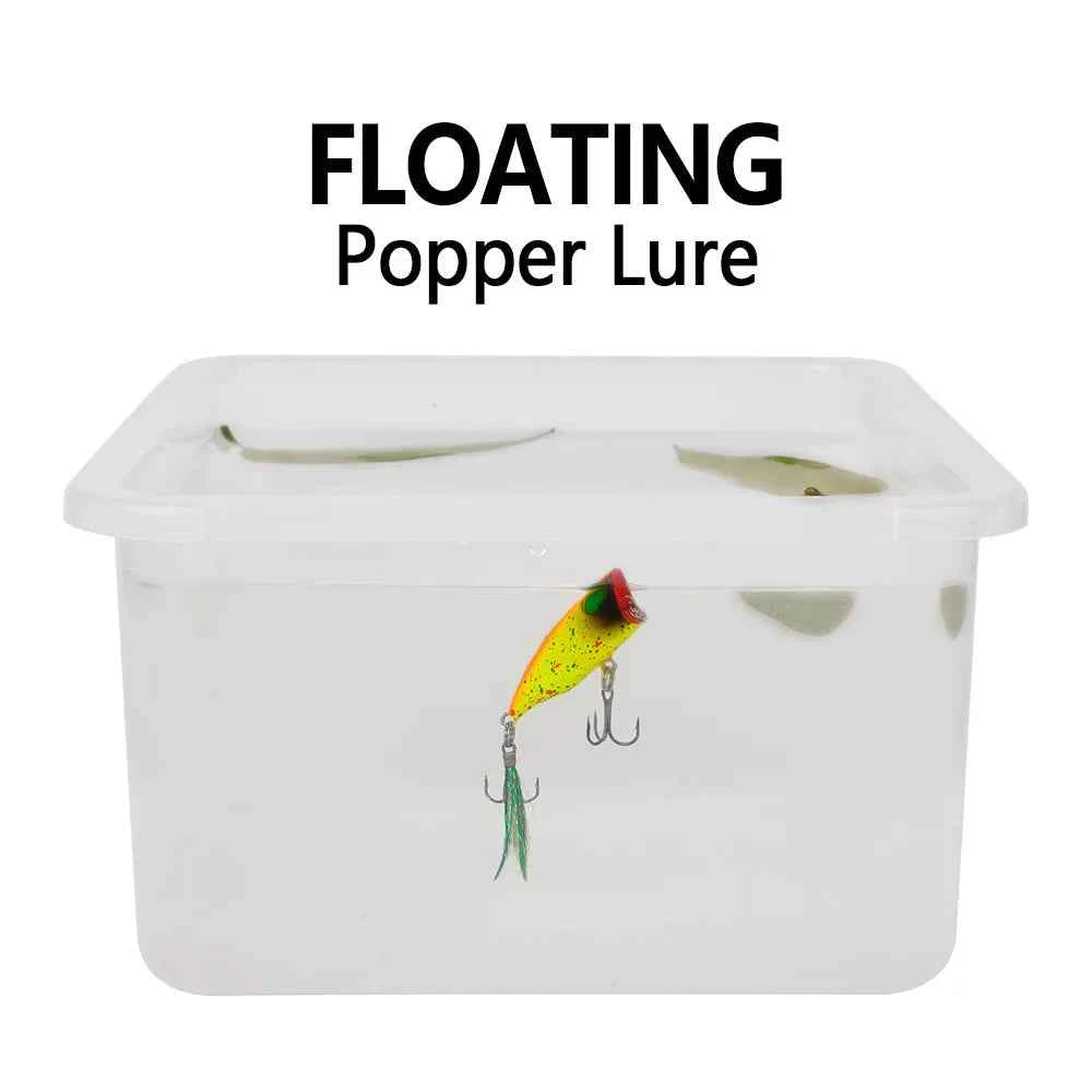 Mini Popper Lures 4.3cm 4g Topwater Hard Bait With Size 10 Feather Hooks