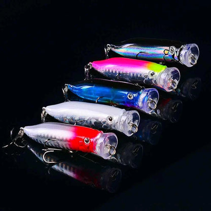 Popper Fishing Lure 7cm Topwater Hard Plastic Bass Wobbler