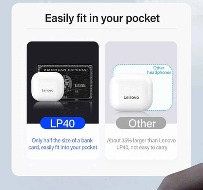 Lenovo LP40 True Wireless Bluetooth Earphones With Touch Control For Android