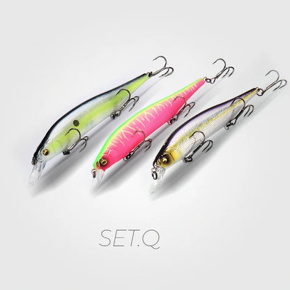 BearKing 3Pcs 115mm 15g Minnow Crankbait Lures Assorted Colors Tungsten