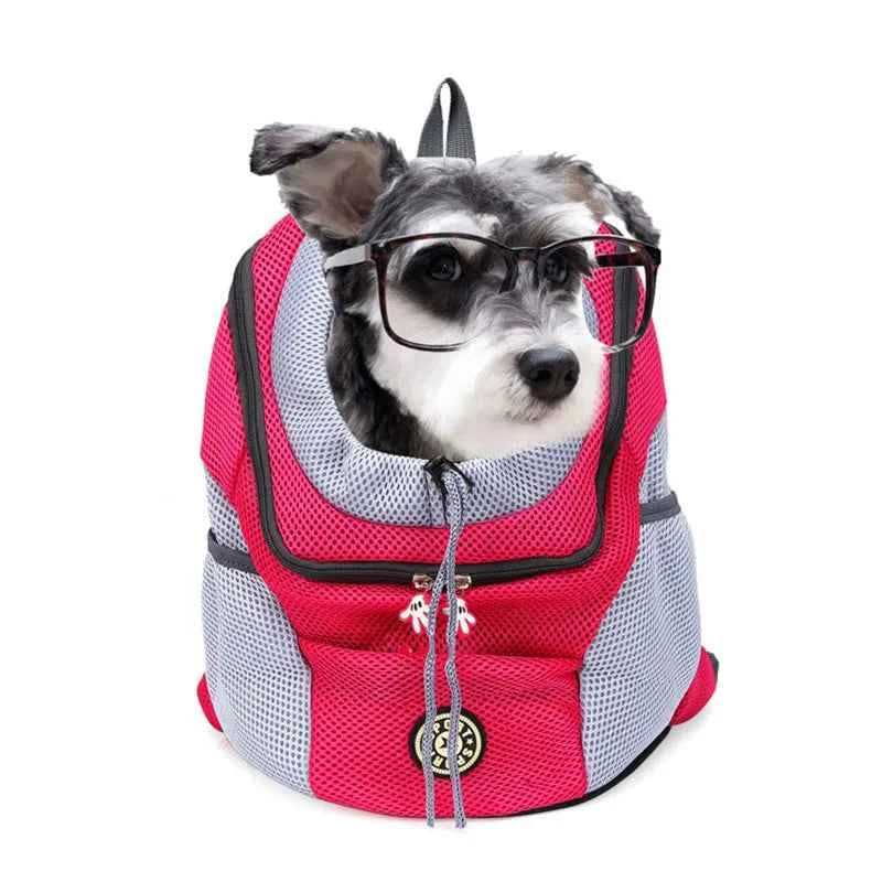 Pet Dog Carrier Backpack Double Shoulder Travel Bag Mesh Breathable Nylon