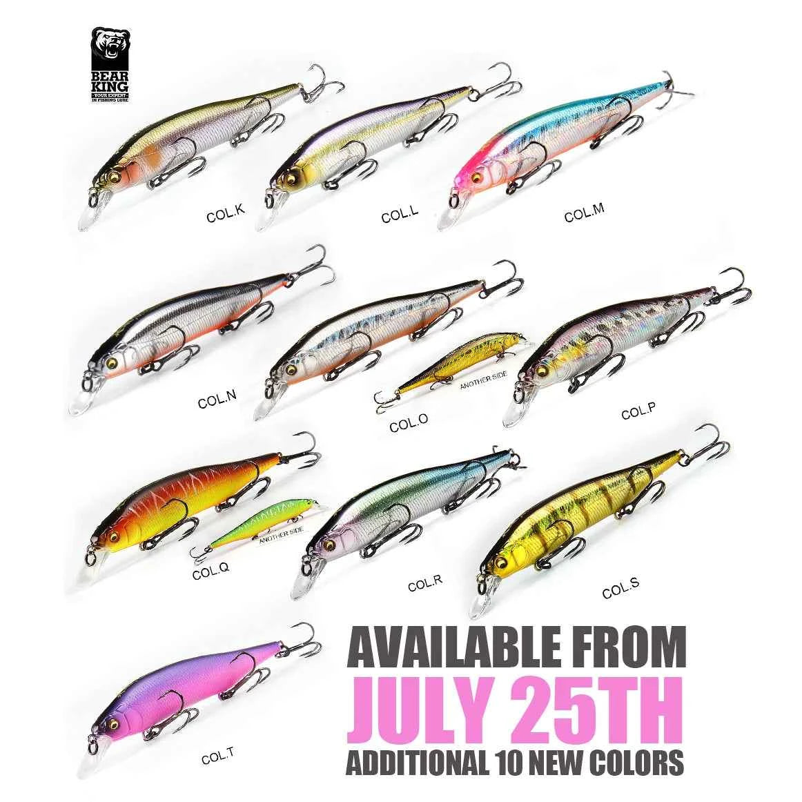 BearKing 3Pcs 115mm 15g Minnow Crankbait Lures Assorted Colors Tungsten