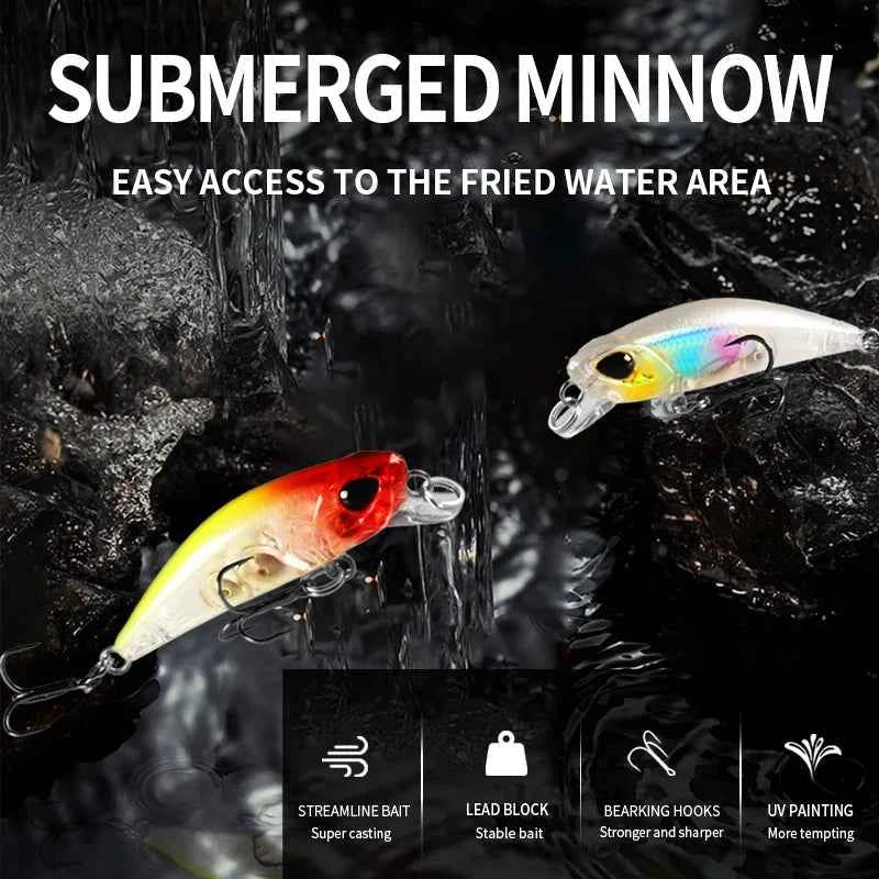 BearKing 42mm Minnow Crankbait Lure 2.8g Sinking 0.3-0.6m 11 Colors