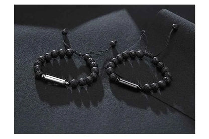 Mens Lava Stone Urn Bracelet for Ashes Cremation Keepsake Memorial Jewelry