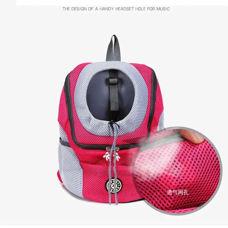 Pet Dog Carrier Backpack Double Shoulder Travel Bag Mesh Breathable Nylon