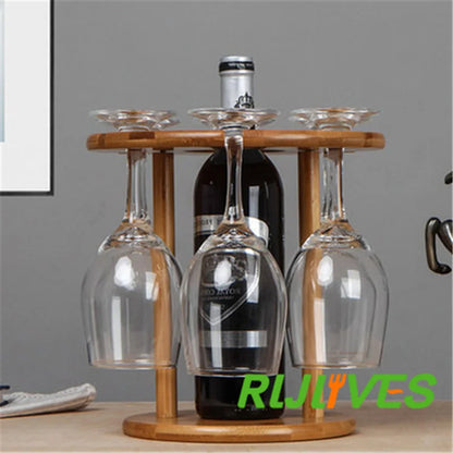 Bamboo Cup Bottle Holders Household Red Wine Hanging Drain Goblet Holder Display Stand Support Dry Bracket