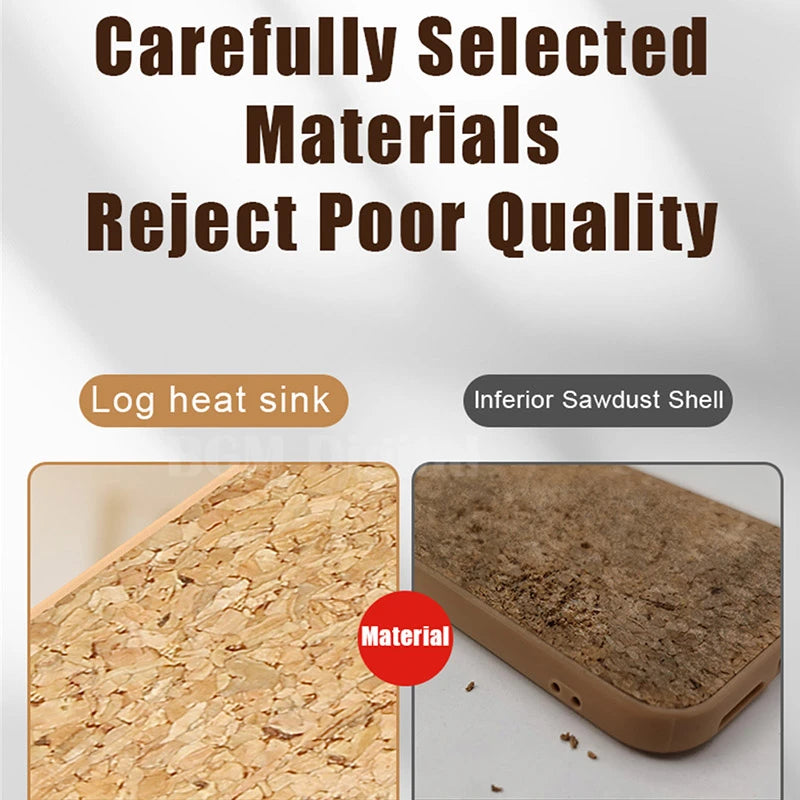 Luxury Cork Wood Breathable Phone Case For iPhone 16 15 14 12 11 13 Pro Max Mini XS XR X 7 8 Plus SE Soft Silicone Bumper Cover