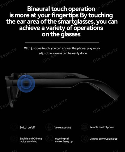 Ola Esporte Smart Glasses Bluetooth Sunglasses Anti Blue Light Wireless Headset