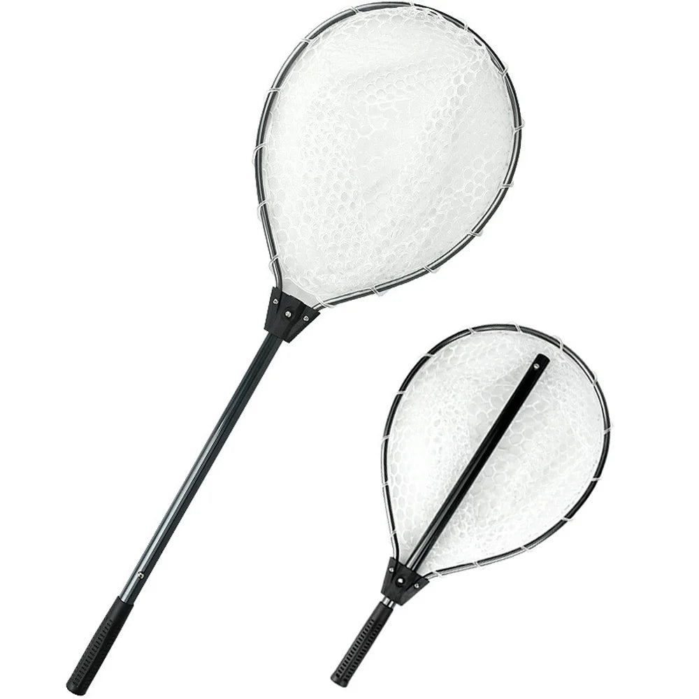 938mm Anti Hook Soft Silicone Fishing Landing Net Telescopic Aluminum Pole