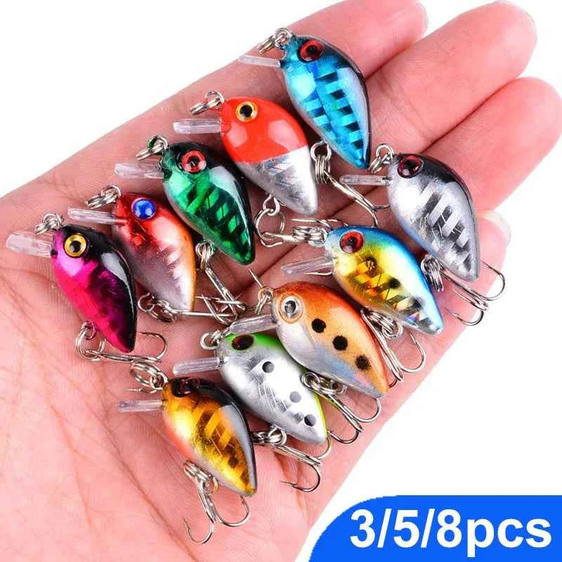 Aorace 3 5 8 Piece Mini Minnow Lure Set Crankbaits 2.8cm 1.5g For Pike Bass Trout