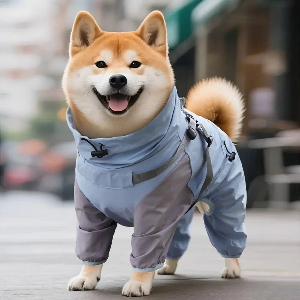 Waterproof Pet Dog Raincoat with Hat Lightweight Outdoor Dog Raincoat Reflective Stripe S-XXL Dog Rain Cape Pet Supplies
