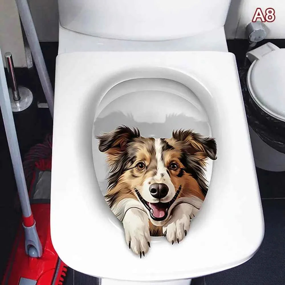 Funny 3D Cat Toilet Stickers Self-adhesive DIY Wall Sticker Squirrel Water Resistant Toilet Seat Decals