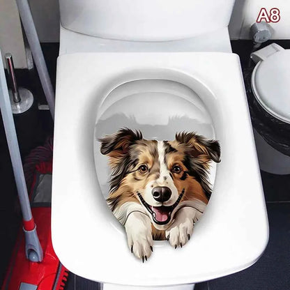 Funny 3D Cat Toilet Stickers Self-adhesive DIY Wall Sticker Squirrel Water Resistant Toilet Seat Decals