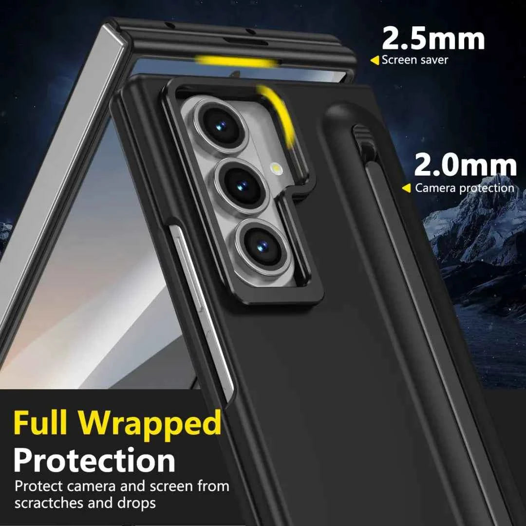 Phone case with S Pen for Galaxy Fold6 Fold5 Built in Screen Protector Phone Cover with Foldable Kickstand Fold4 Fold3  Cover