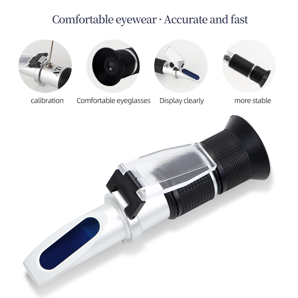 0-90% Handheld Brix Refractometer Sugar Content Tester Honey Fruit Juice Liquids Beekeeping Sugar Refractometer with Retail Box