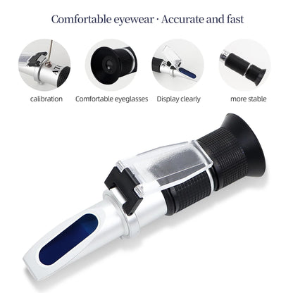 0-90% Handheld Brix Refractometer Sugar Content Tester Honey Fruit Juice Liquids Beekeeping Sugar Refractometer with Retail Box