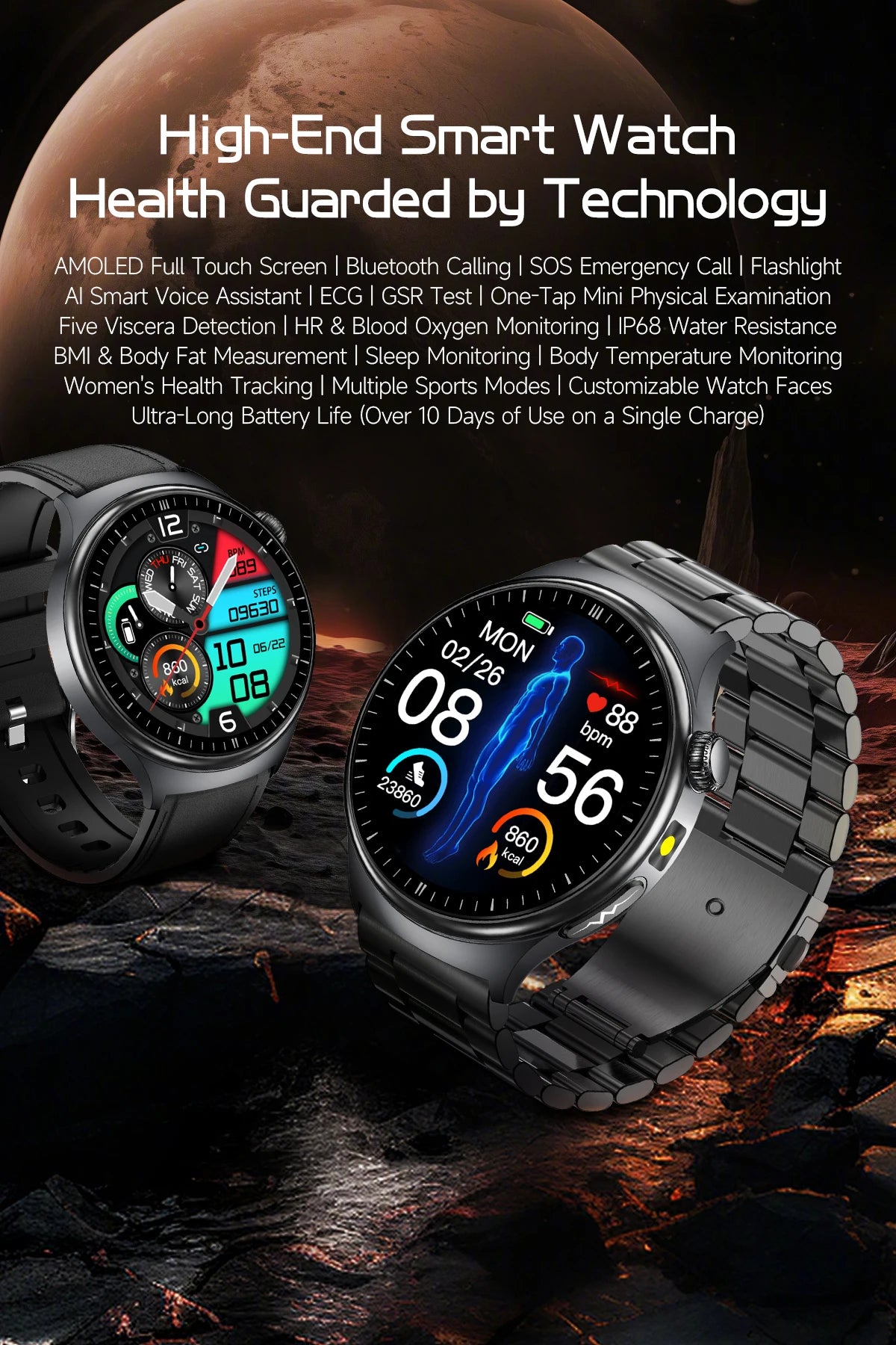 2026 New upgrade Health Check Smart Watch ECG Blood Lipid Uric Acid Body Fat BP Sport Waterproof HD Call Smart Watch Man Women