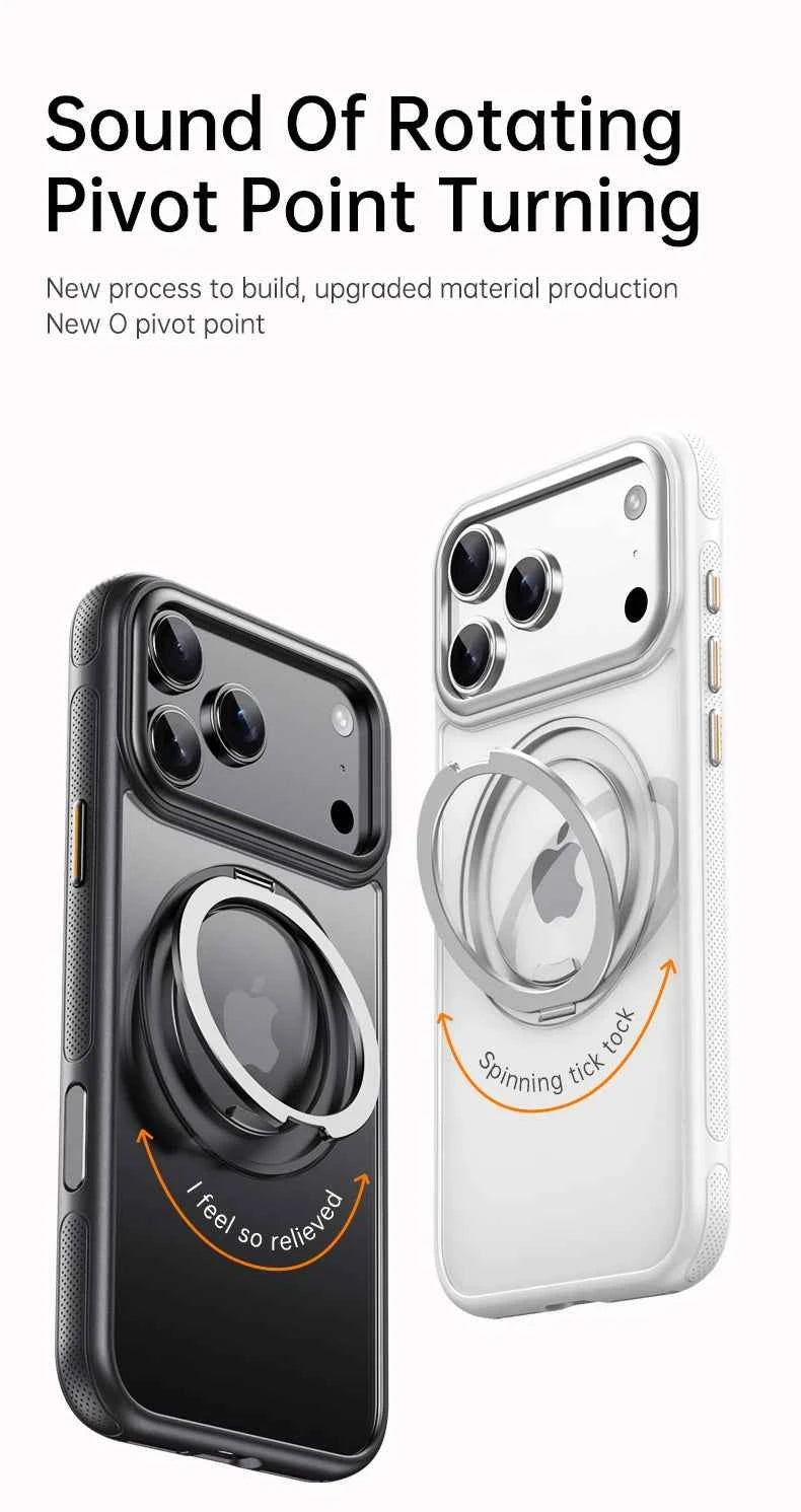 Transparent Magnetic Case for iPhone 17 Air 16 Plus 15 14 13 17 Pro Max 16e 360° Rotating Ring Holder Kickstand Cover LMD003