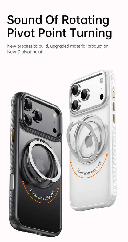 Transparent Magnetic Case for iPhone 17 Air 16 Plus 15 14 13 17 Pro Max 16e 360° Rotating Ring Holder Kickstand Cover LMD003