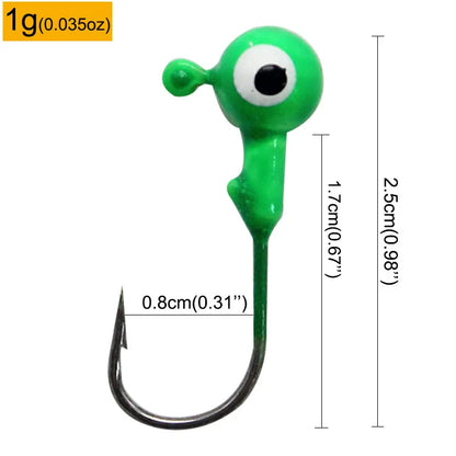 Colorful Jig Head Hooks For Soft Worm Lures 1g 1.8g 3.5g 5g 7g 5pcs Bag