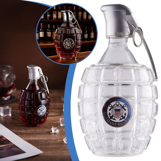Military Hand Whiskey Bottle Grenade Engraved Liquor Bottle Sealed Whiskey Jar Storage Unique Gift For Men Bar Office Home