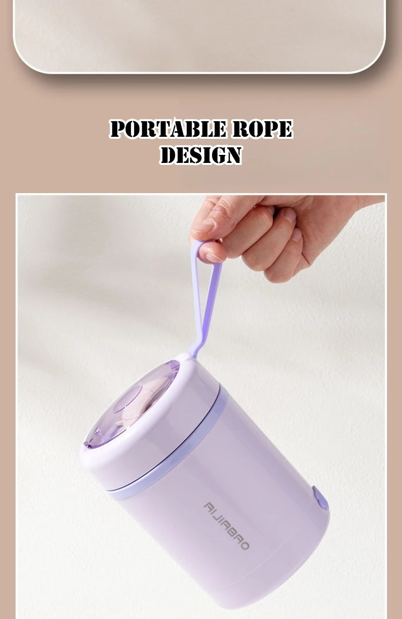 JUSTINLAU 600ML USB Electric Heating Lunch Box 304 Stainless Steel+PP Portable Food Warmer with Spoon for Working&camping Use
