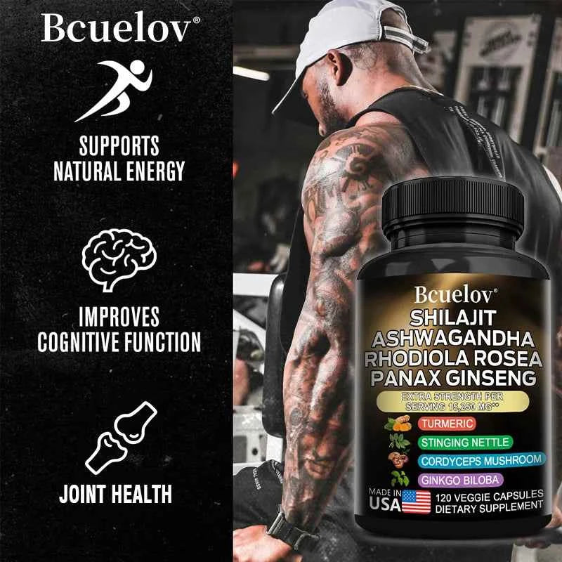 8 In 1 Shilajit Himalaya Capsules With Ashwagandha Rhodiola Panax Ginseng Brain