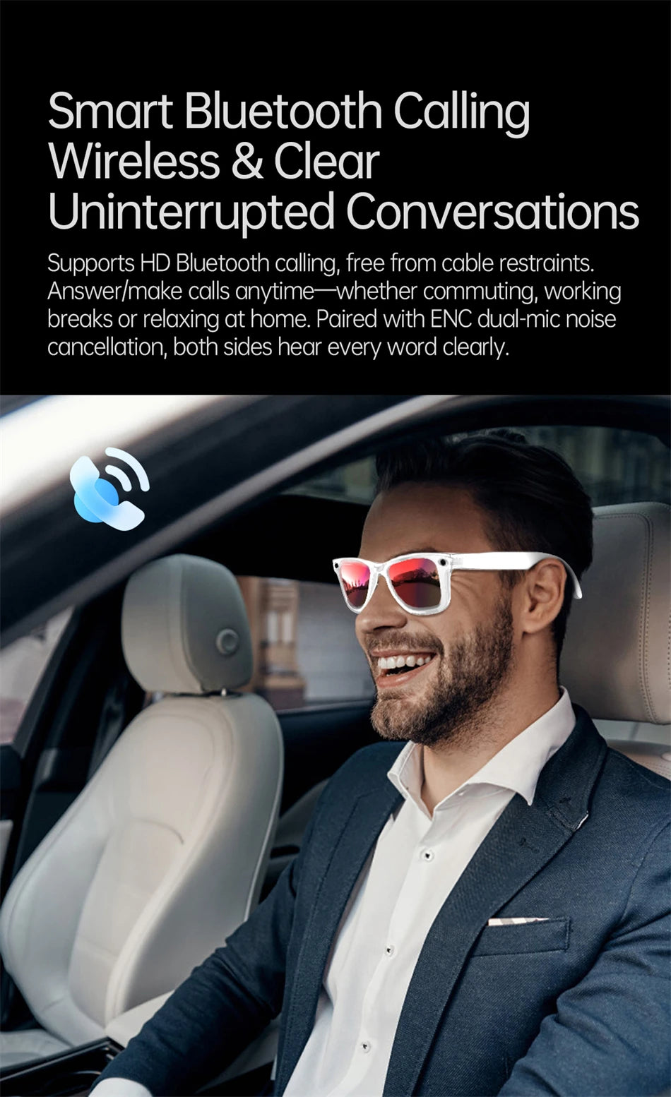 New AI 5MP Camera Smart Glasses 290mAh Waterproof Voice Call Music Bluetooth Smart Sunglasses Video Record Translation Glasees