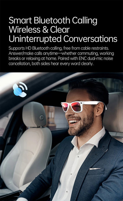 New AI 5MP Camera Smart Glasses 290mAh Waterproof Voice Call Music Bluetooth Smart Sunglasses Video Record Translation Glasees