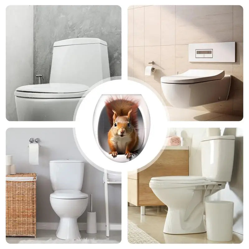 Toilet Seat 3D Decals Toilet Seat Cover Waterproof Stickers In 3D Room Ornaments 3D Stickers For Kitchen Living Room Bedroom