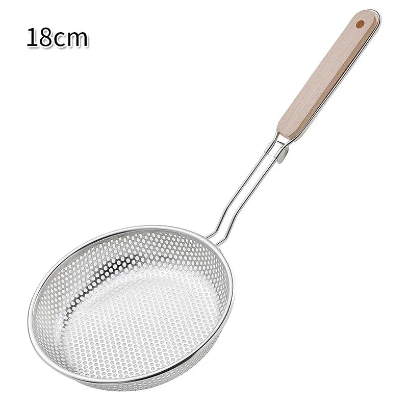 Stainless Steel Skimmer Handheld Wooden Handle Fried Food in The Kitchen Filter Strainer Multifunctional Kitchen Accessories