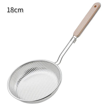 Stainless Steel Skimmer Handheld Wooden Handle Fried Food in The Kitchen Filter Strainer Multifunctional Kitchen Accessories