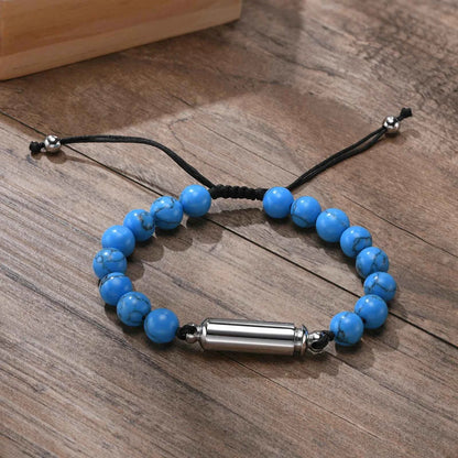 Mens Lava Stone Urn Bracelet for Ashes Cremation Keepsake Memorial Jewelry