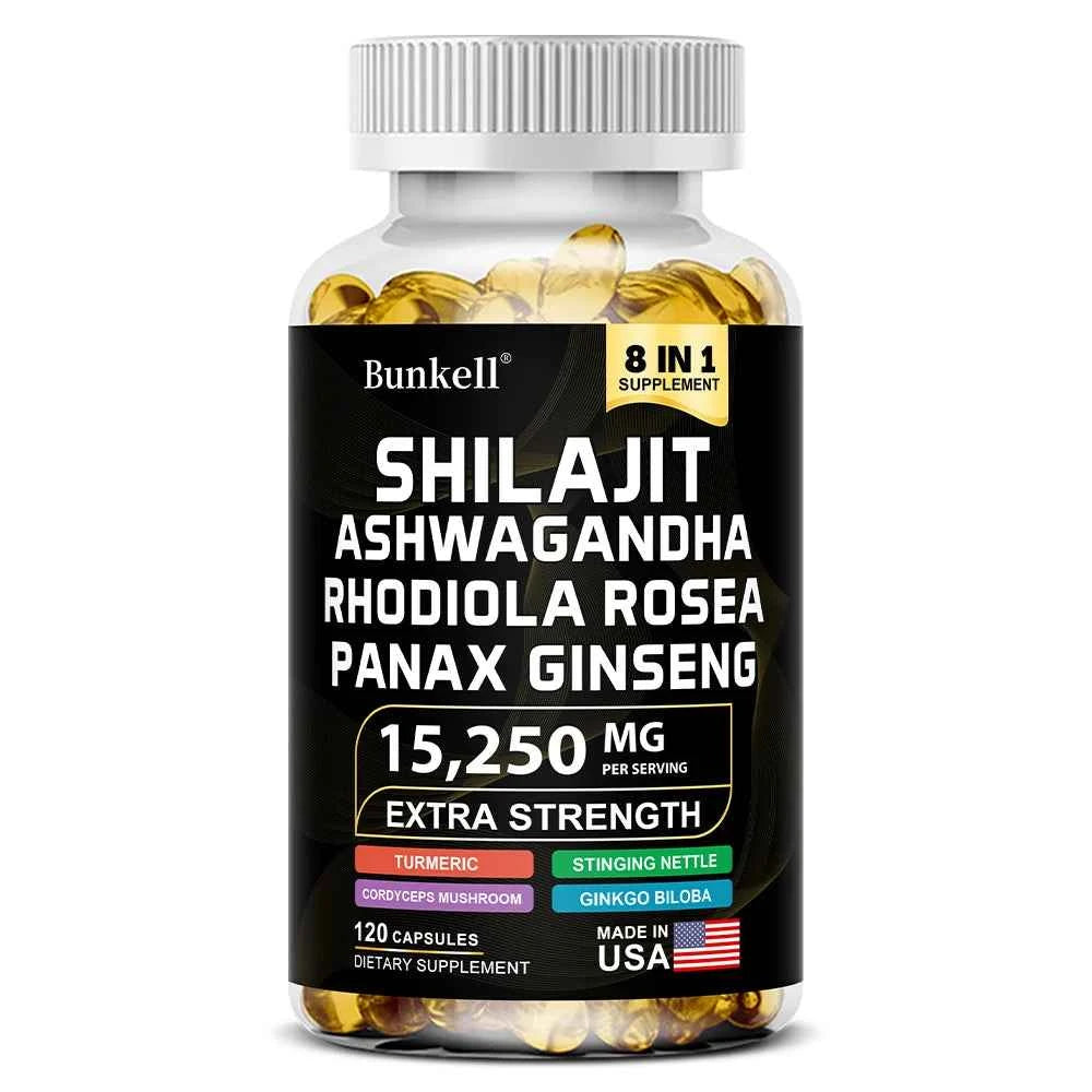 Shilajit Capsules With Ginseng Ashwagandha Turmeric For Energy And Endurance