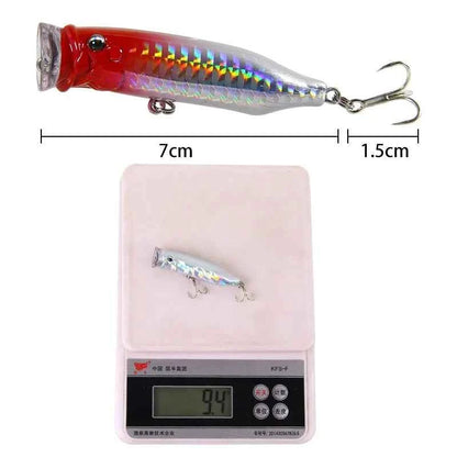 7cm Popper Lure 9.4G Topwater Plastic Swimbait For Perch Fishing Tackle