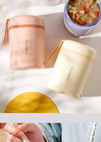 JUSTINLAU 600ML USB Electric Heating Lunch Box 304 Stainless Steel+PP Portable Food Warmer with Spoon for Working&camping Use