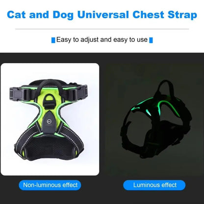 Light Up LED Dog Harness Rechargeable Adjustable Luminous Pet Chest Strap Soft Flashing Dog Glow Vest for Night Walking