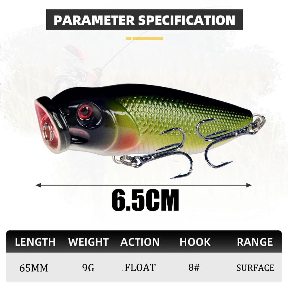 Lingyue 1pc Hard Topwater Popper Lure 7cm 8g Plastic Wobbler