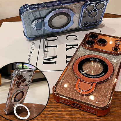 Glitter Ring Holder for Magsafe Case for iPhone 14 15 16 17 Pro Max Plus 13 12 11 Air Bracket Gradient Camera Film Bumper Cover