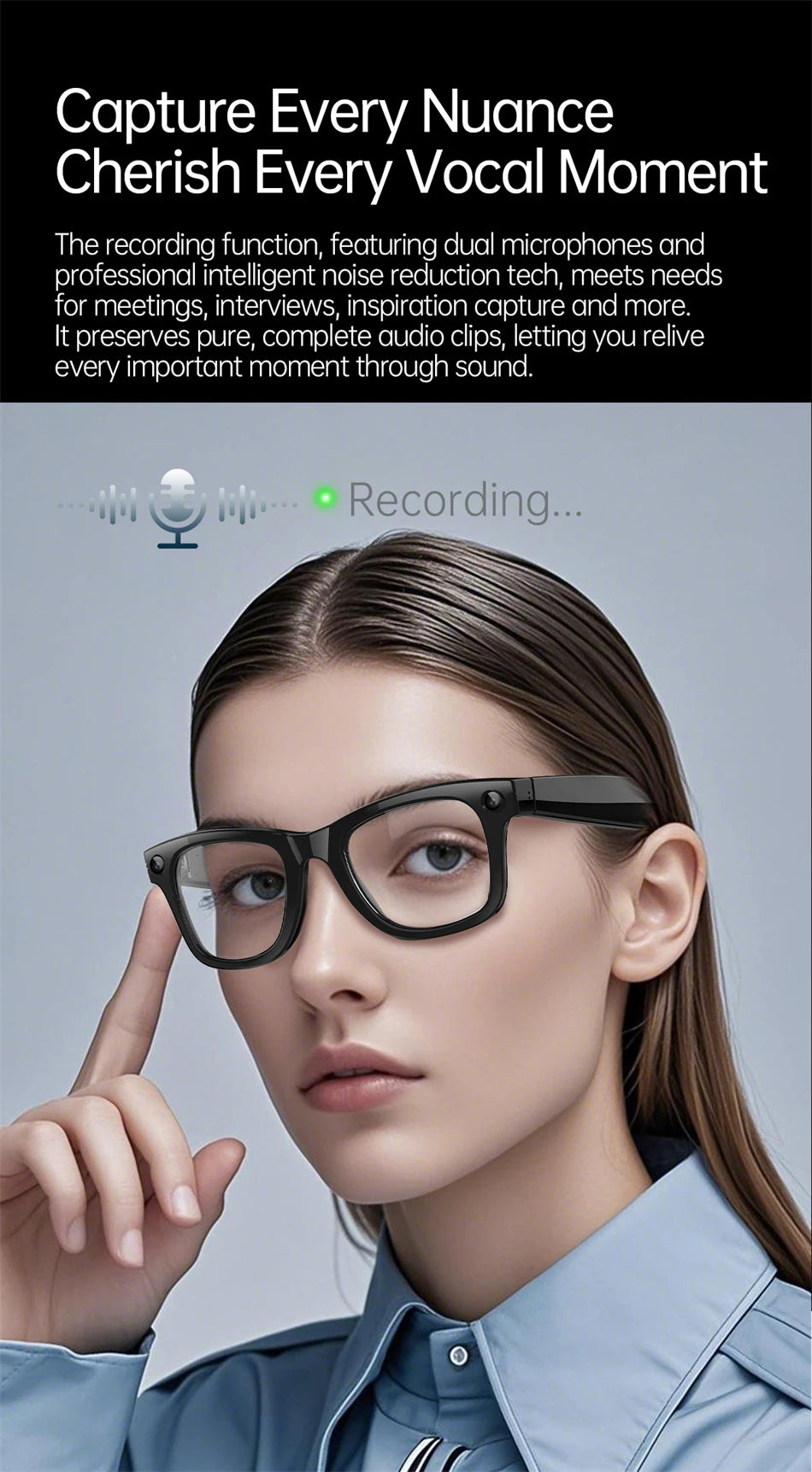 New AI 5MP Camera Smart Glasses 290mAh Waterproof Voice Call Music Bluetooth Smart Sunglasses Video Record Translation Glasees