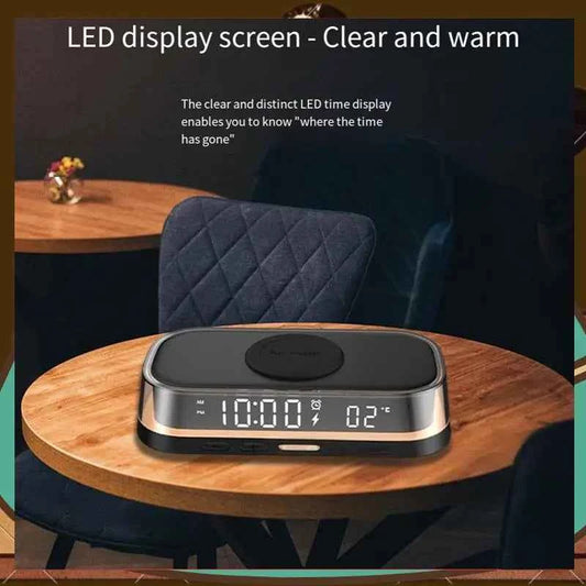 15W Wireless Charger Desktop Clock Alarm Thermometer Night Light AB01