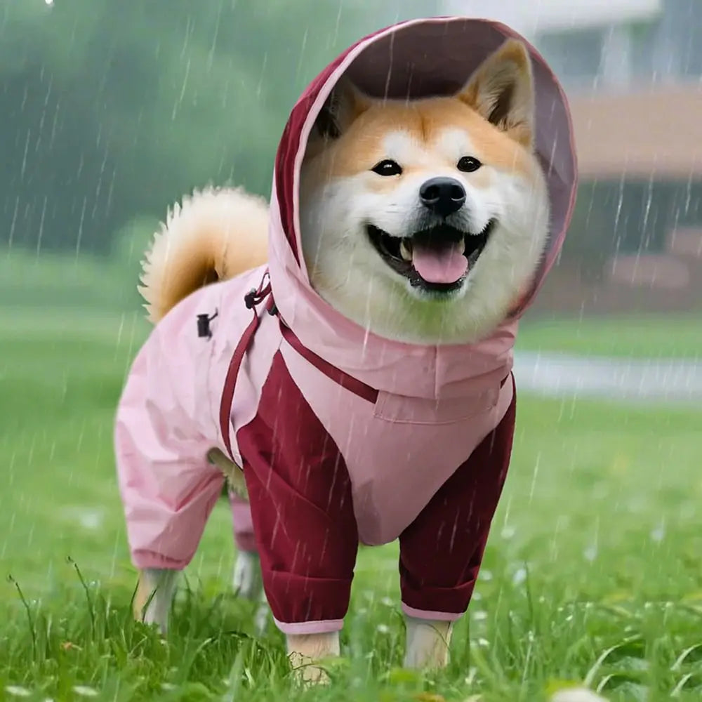 Waterproof Pet Dog Raincoat with Hat Lightweight Outdoor Dog Raincoat Reflective Stripe S-XXL Dog Rain Cape Pet Supplies